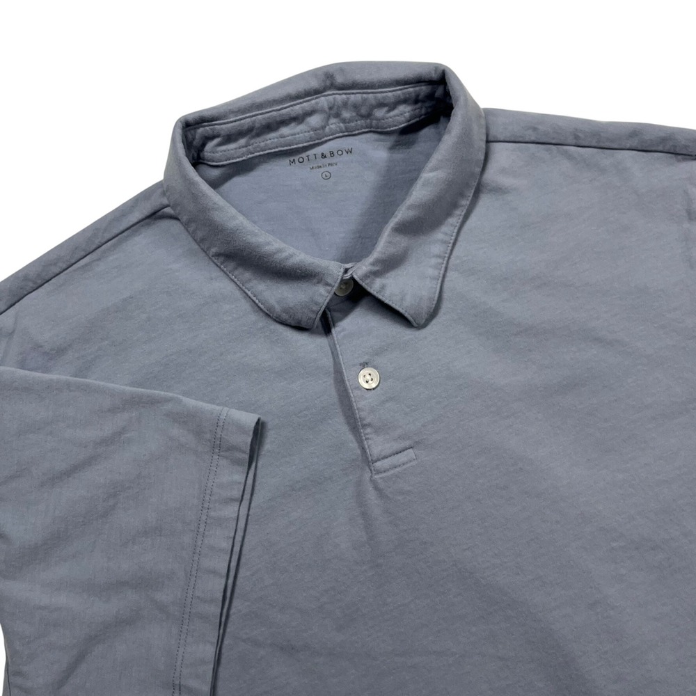 Mott & Bow Slim Polo Mens Large California Blue Sueded Jersey Pima‎ Cotton Shirt